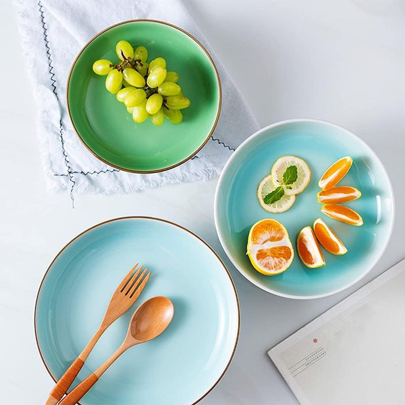 Kelendle Ceramic Footed Bowl Round Pedestal Bowl Decorative Fruit Dish Holder Dessert Display Stand for Kitchen Counter Centerpiece Table Decor Serving Fruit Tray - Image 2