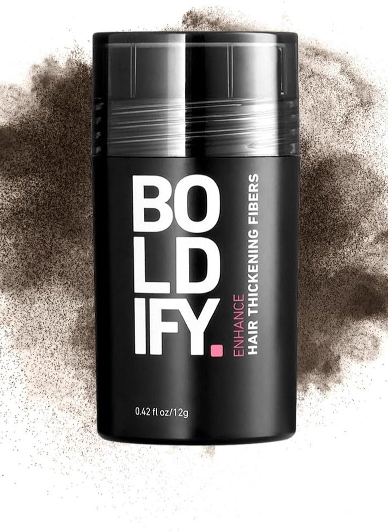 Boldify Hair Fibers for Thinning Hair Brown Grey 12g Bottle Natural Undetectable Hair Filler Instantly Hides Hair Loss Hair Thickener Cover Fine Hair for Women Men 