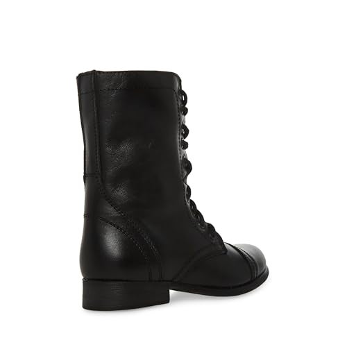 Steve Madden Women's Troopa Lace-Up Boot, Black Leather, 6.5 M US - Image 3