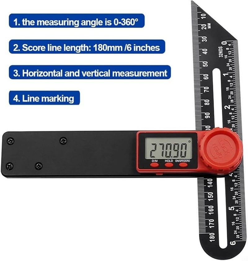 Digital Angle Finder 180mm Electronic Level 360 Degrees LCD Sliding T Bevel Gauge for Woodworking Furniture DIY - Image 5