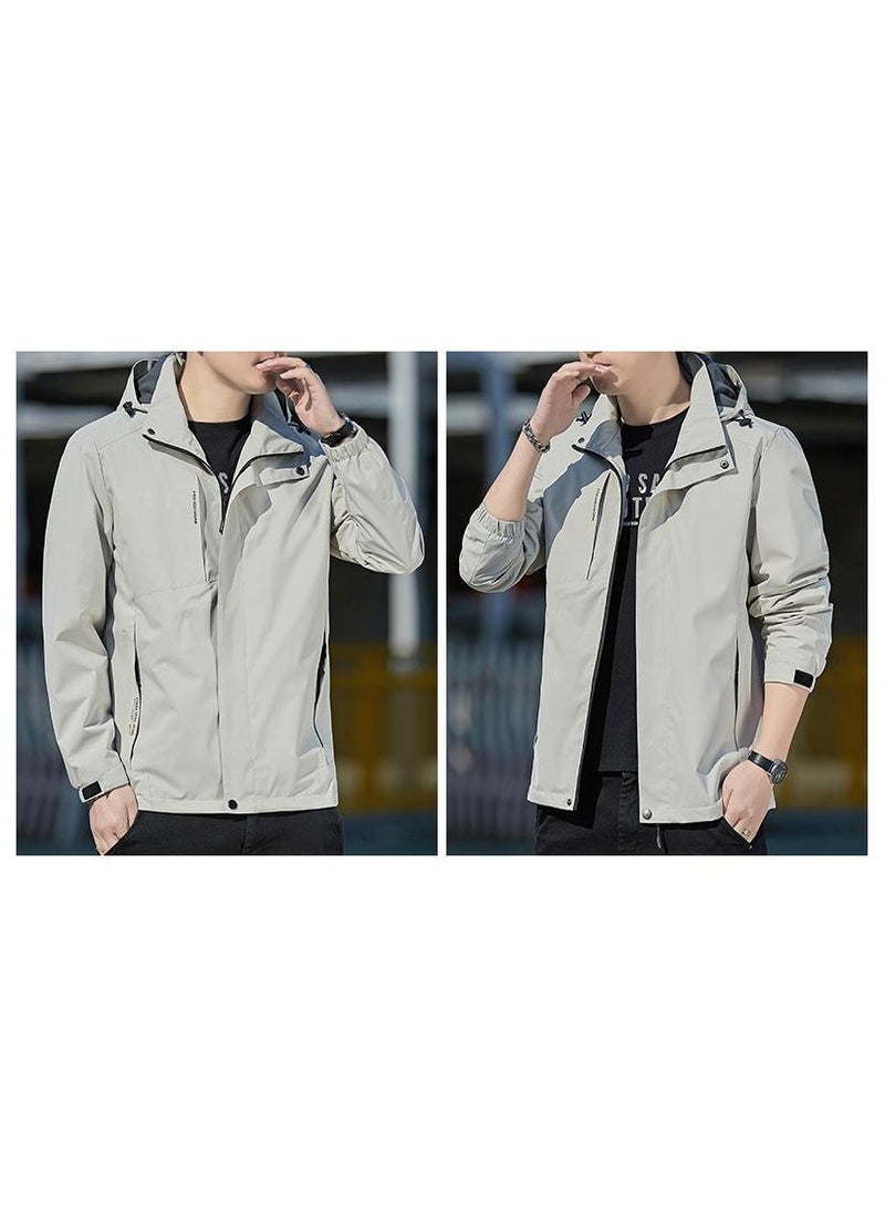 Fashionable Men's Simple Windproof And Waterproof Casual Hooded Jacket  - Image 3