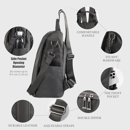 PINCNEL Women Backpack Purse Waterproof Nylon Anti-theft Rucksack Lightweight Shoulder Bag - Image 4
