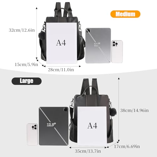 PINCNEL Women Backpack Purse Waterproof Nylon Anti-theft Rucksack Lightweight Shoulder Bag - Image 2