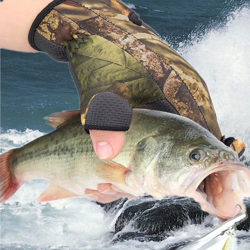 BB Hapeayou Fingerless Neoprene Fishing Gloves for Men Anti-Slip, Waterproof, Lightweight,for Cold Weather (Camouflage,1 Pair) - Image 2