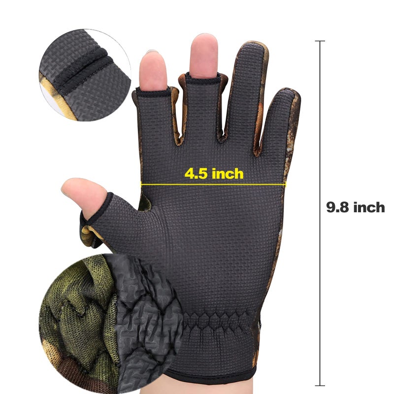 BB Hapeayou Fingerless Neoprene Fishing Gloves for Men Anti-Slip, Waterproof, Lightweight,for Cold Weather (Camouflage,1 Pair) - Image 5
