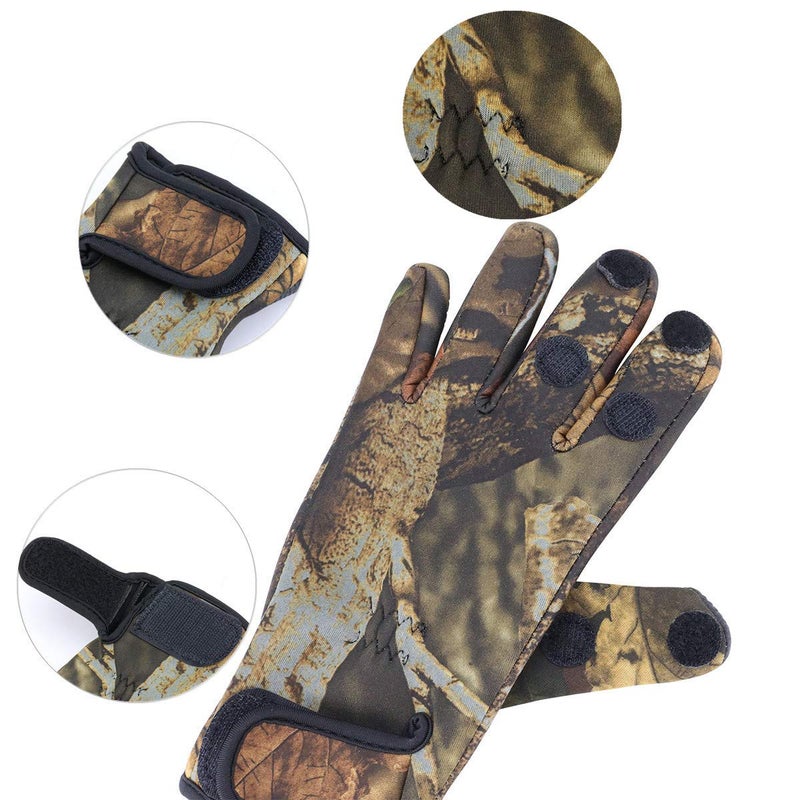 BB Hapeayou Fingerless Neoprene Fishing Gloves for Men Anti-Slip, Waterproof, Lightweight,for Cold Weather (Camouflage,1 Pair) - Image 4