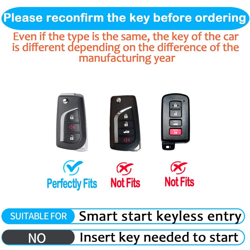 Sindeda for Toyota Key Fob Cover with Keychain Soft Full Protection Case Compatible with 2019-2025 RAV4 LE 2018-2024 Camry LE/SE, 2017-2025 Corolla LE/SE 2018-2022 C-HR LE (3 Buttons, Pink) - Image 2