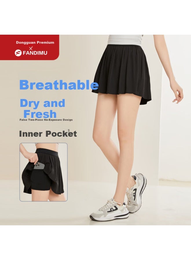 FANDIMU Vandimu Women's Sports Skirt Breathable Anti-exposure Two-in-one Skirt With Inner Lining Outdoor Badminton Tennis Skirt - Image 1