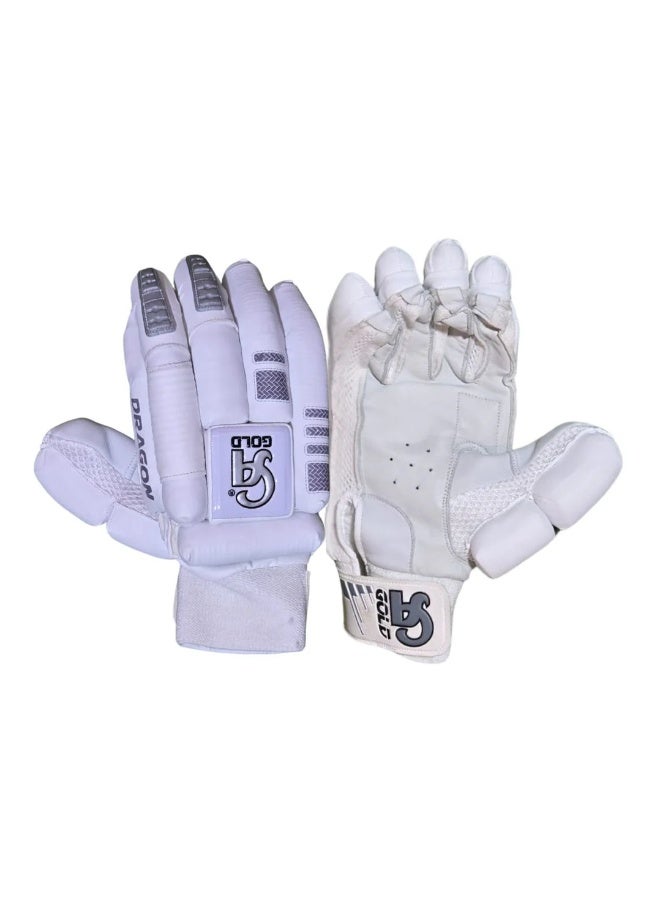 CA Gold Dragon White Cricket Batting Gloves - Mens Left Hand - Image 1