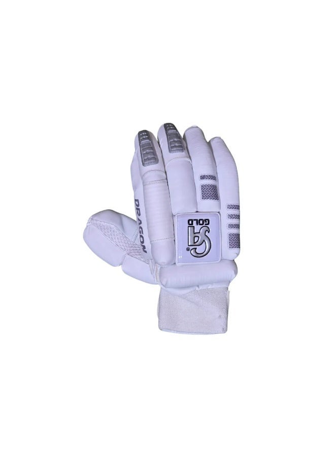 CA Gold Dragon White Cricket Batting Gloves - Mens Left Hand - Image 4