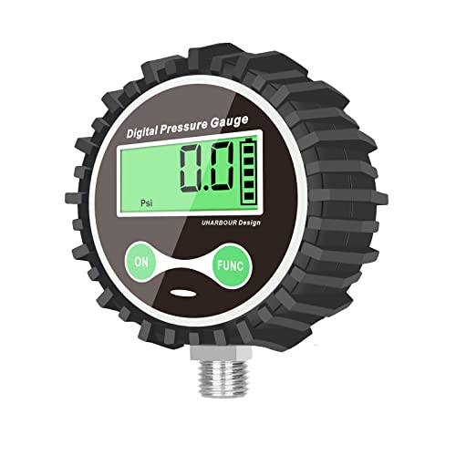 Uharbour Digital Low Pressure Gauge with 1/4'' NPT Bottom Connector and Rubber Protector by Uharbour, 0.35-15 psi, Accuracy 1% .F.S. - Image 2