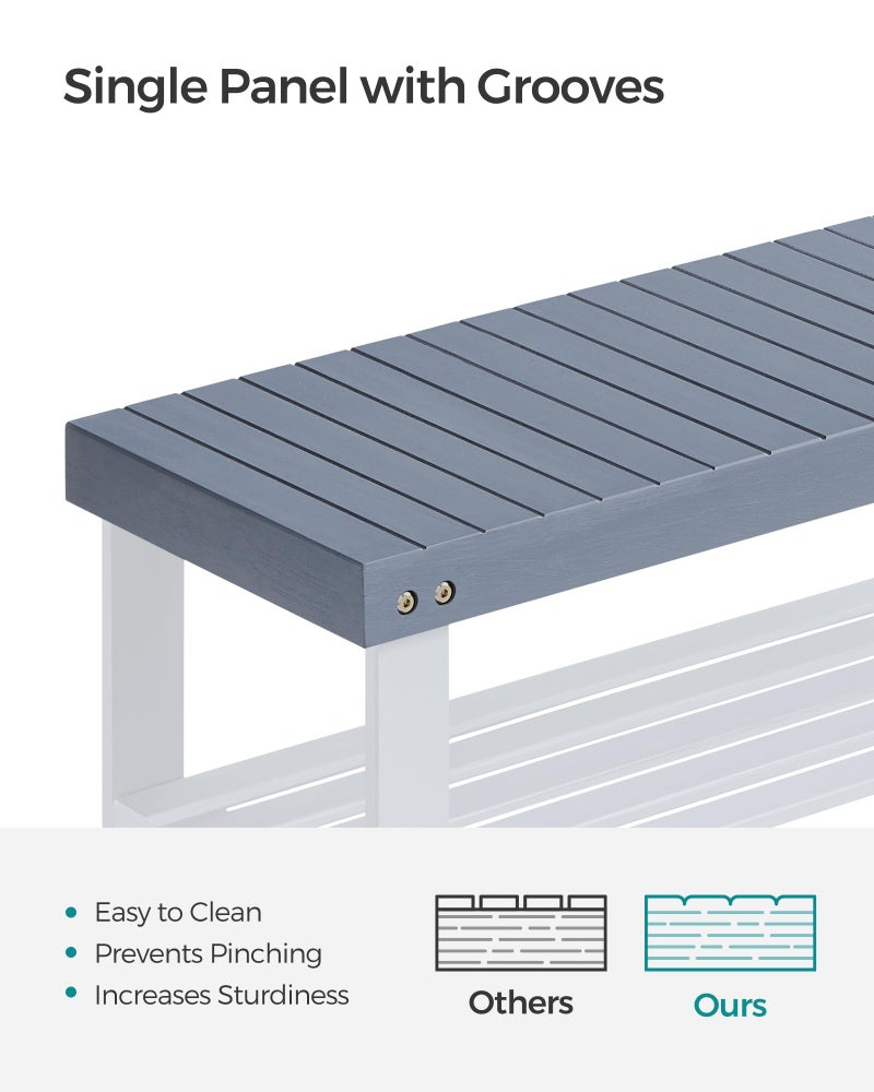 SONGMICS Shoe Rack Bench, 3-Tier Bamboo Shoe Storage Organizer, Entryway Bench, Holds Up to 286 lb, 11.3 x 27.6 x 17.8 Inches, for Entryway Bathroom Bedroom, Grey ULBS04GY - Image 4