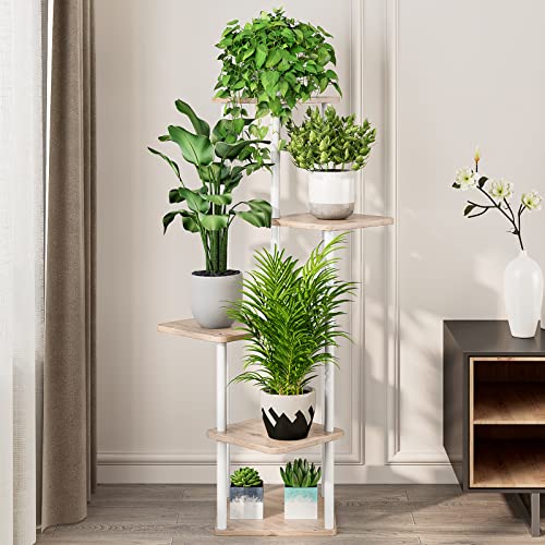 AZERPIAN Plant Stand 5 Tier Indoor Metal Flower Shelf for Multiple Plants Corner Tall Flower Holders for Patio Garden Living Room Balcony Bedroom, Black (5 Tier-White) - Image 3
