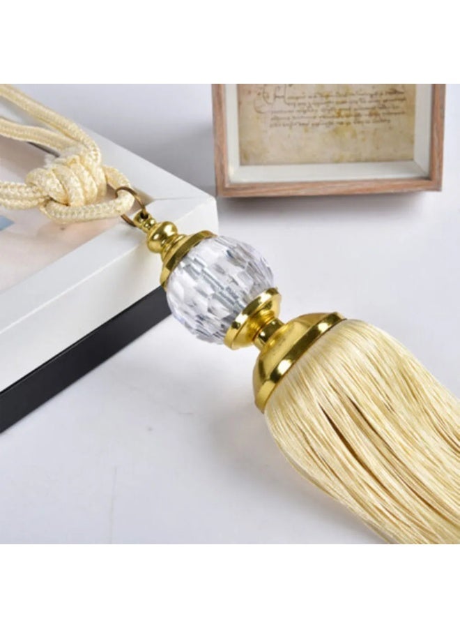 Goolsky 1 Pair Curtain Holdbacks Curtain Rope Curtain Tiebacks Tassel Tiebacks Beaded Ball Living Room Bedroom Home Decor - Image 3