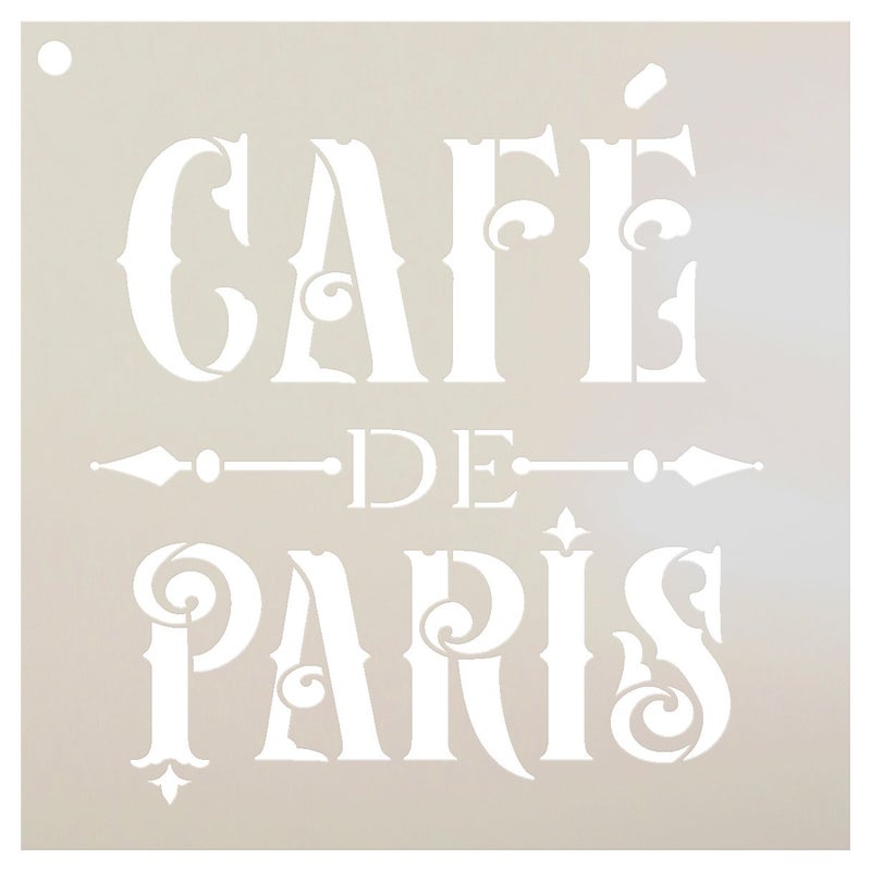 Studio R 12 Cafe de Paris Stencil by StudioR12 | French Victorian Word Art - Reusable Mylar Template | Painting, Chalk, Mixed Media | Use for Journaling, DIY Home Decor - STCL910 Select Size (6" x 6") - Image 1