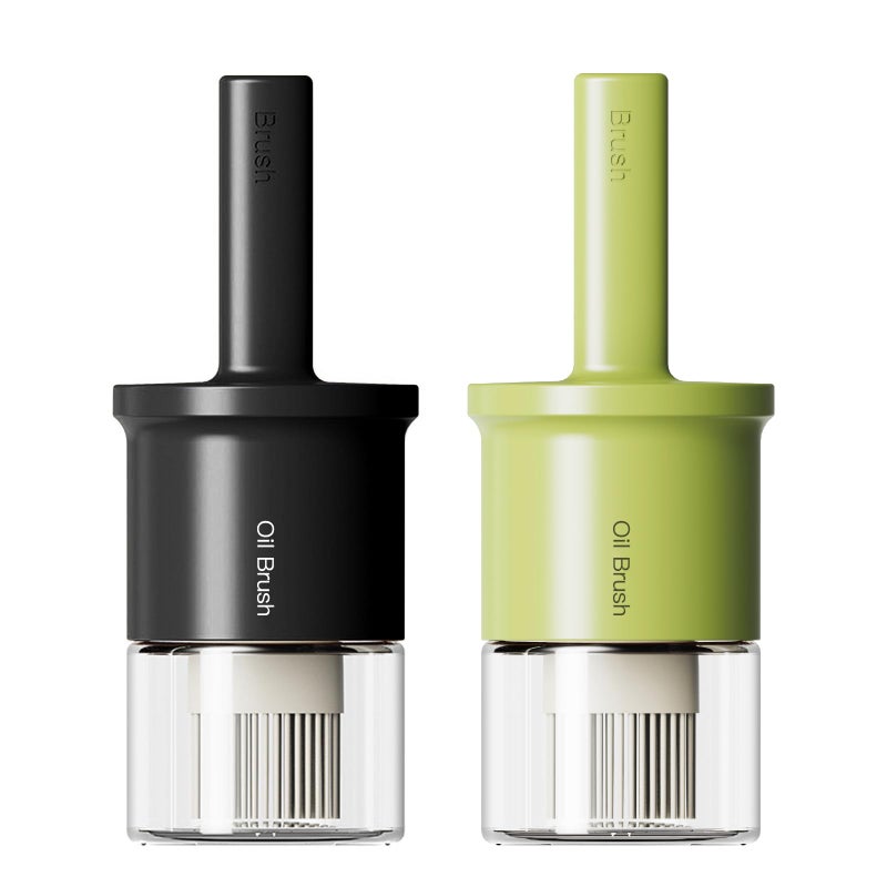 YARRAMATE 2pcs 300ml 10oz Oil Dispenser with Brush Glass Oil Dispenser for Kitchen with Silicone Heat Resistant Brush for Oil and Sauce Cooking BBQ Grill Frying BlackGreen