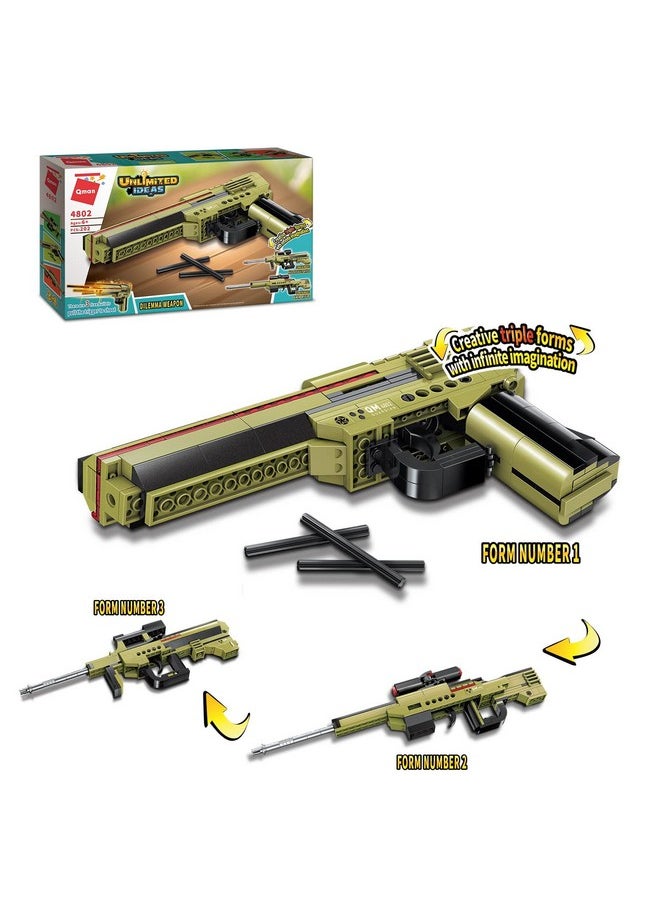 Qman QMAN Building Block Gun, 3-in-1 Simulation Blaster Building Blocks with Bullets Military Weapon Building Set Model for Kids,202 PCS  - Image 1