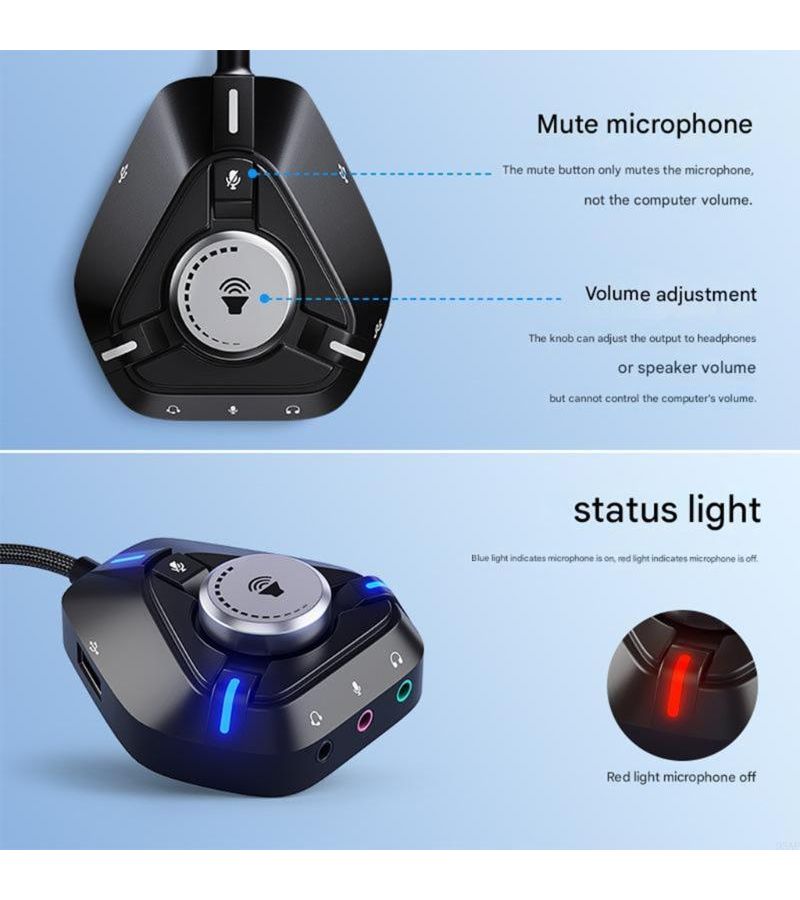 6 In 1 USB Sound Card Audio Dock Splitter USB Type C Charging Data Transfer Multifunctional Converter For PC Laptop Black - Image 3