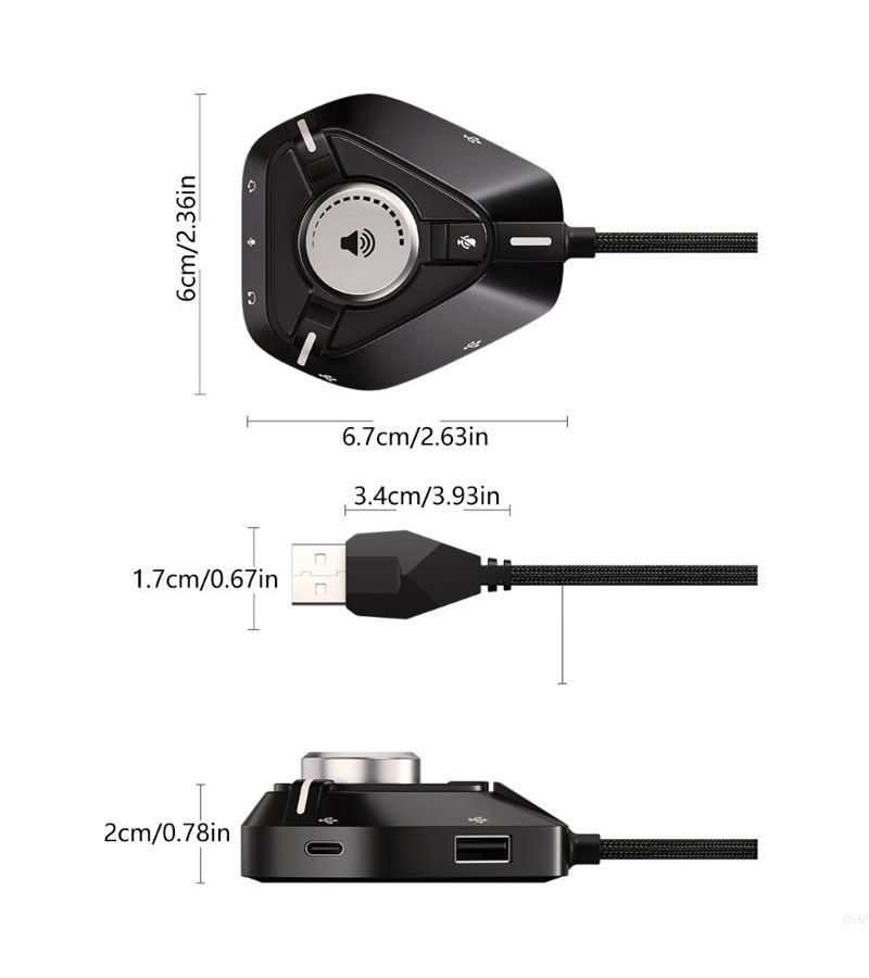 6 In 1 USB Sound Card Audio Dock Splitter USB Type C Charging Data Transfer Multifunctional Converter For PC Laptop Black - Image 5