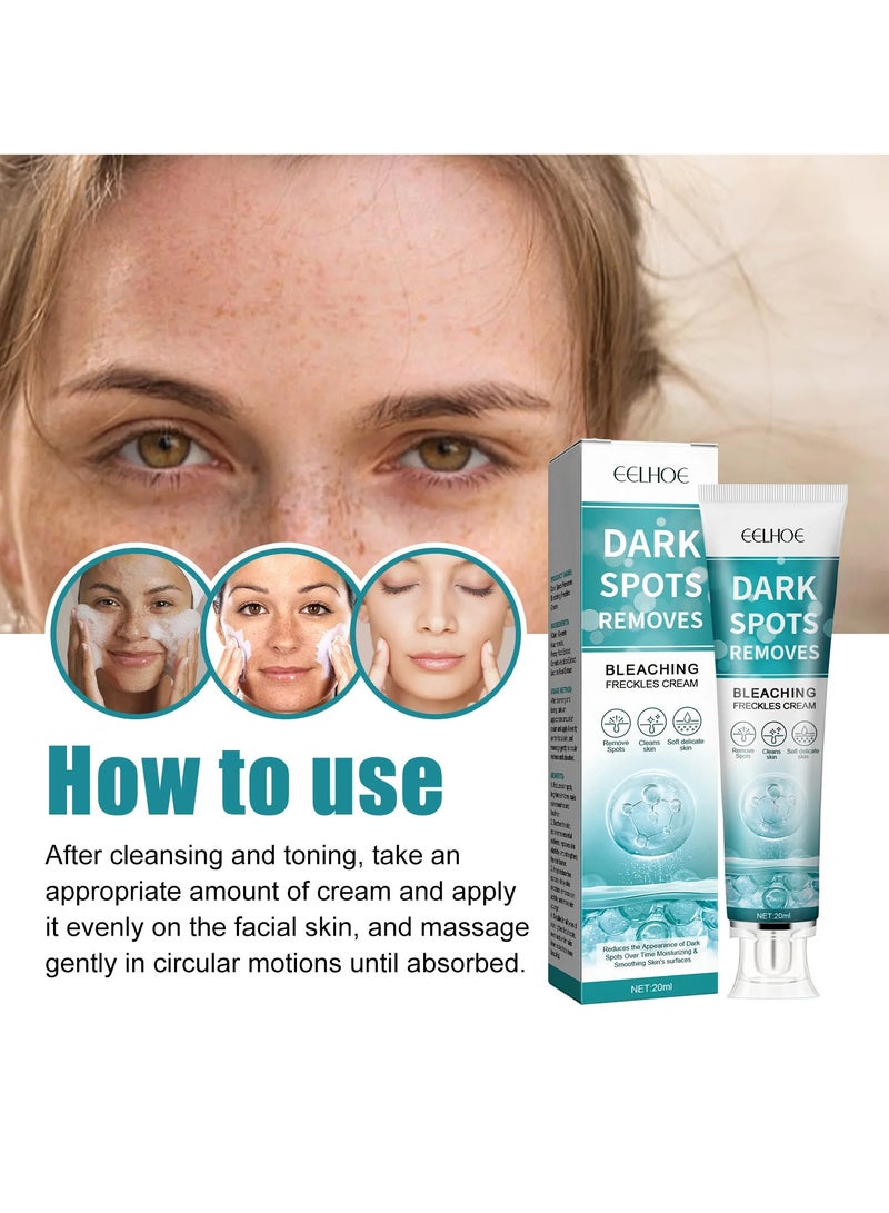 EELHOE Dark Spot Remover Whitening Freckle Cream Fades Dark Spots And Evens Skin Tone Brightens Complexion Freckle Remover Brightening Deep Moisturizing Dark Spot Corrector 20g - Image 3