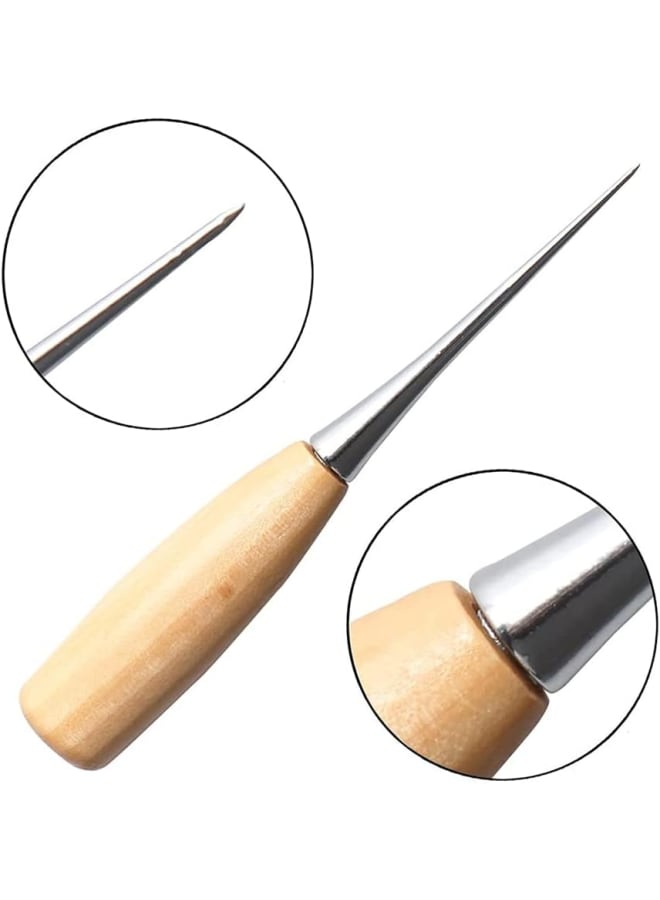 Yumeihui 2 قطعة الخياطة الجلدية الخرامه الخشب مقبض الحفر الخرامه دبوس اللكم ثقب صانع خياطة الخياطة الخرامه كيت - Image 3