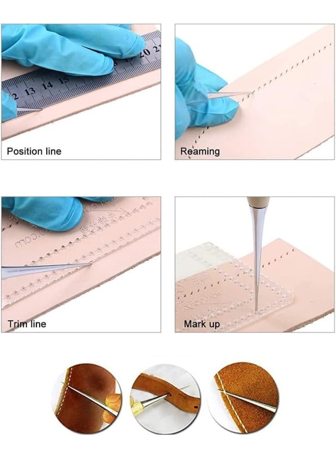 Yumeihui 2 قطعة الخياطة الجلدية الخرامه الخشب مقبض الحفر الخرامه دبوس اللكم ثقب صانع خياطة الخياطة الخرامه كيت - Image 5