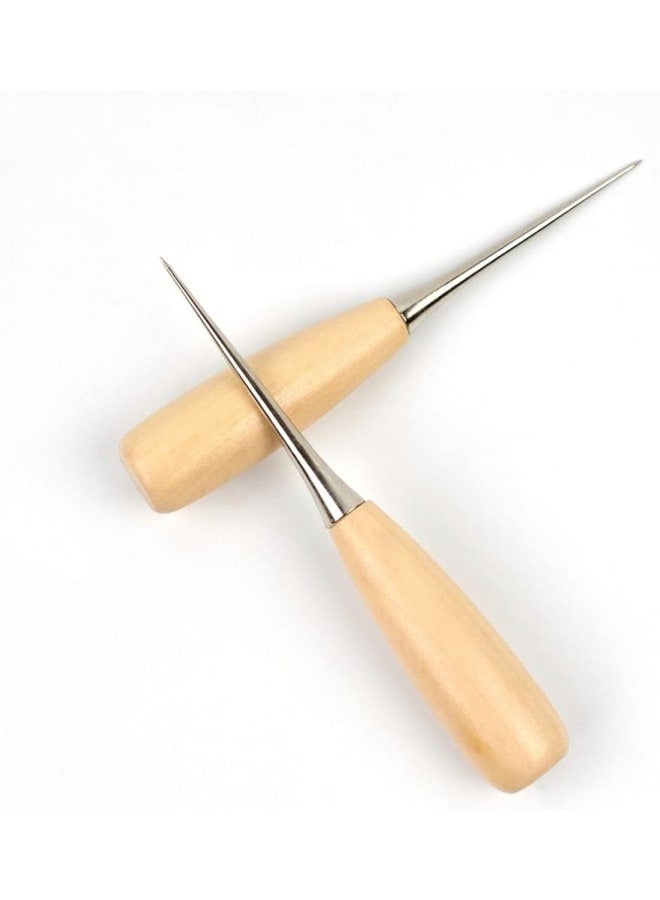 Yumeihui 2 قطعة الخياطة الجلدية الخرامه الخشب مقبض الحفر الخرامه دبوس اللكم ثقب صانع خياطة الخياطة الخرامه كيت - Image 4