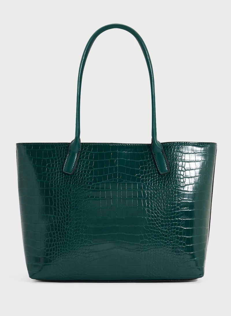 Khizana Horse Bit Detail Croc Tote Bag