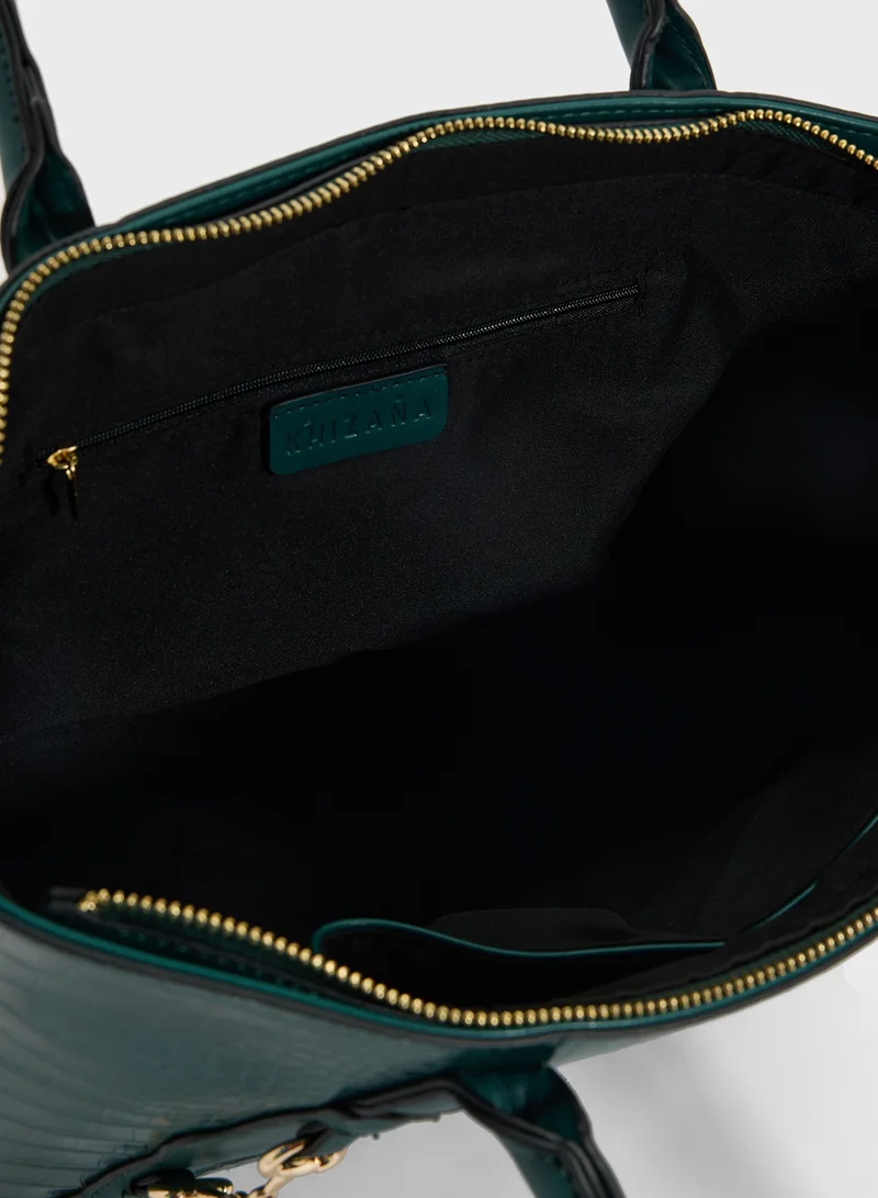 Khizana Horse Bit Detail Croc Tote Bag