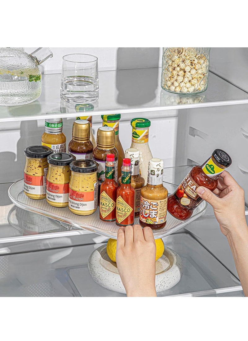 RATSAW - Lazy Susan Turntable Organizer for Refrigerator 30x40cm Clear Rectangular Fridge Organizer Storage Countertop Condiment Storage Rack Lazy Susan for Cabinet and Table and Pantry and  Kitchen and Counte - Image 1