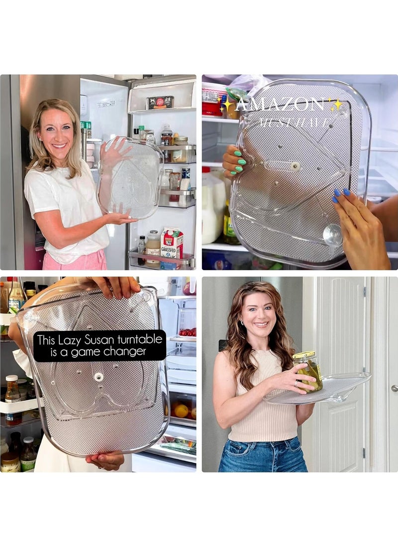 RATSAW - Lazy Susan Turntable Organizer for Refrigerator 30x40cm Clear Rectangular Fridge Organizer Storage Countertop Condiment Storage Rack Lazy Susan for Cabinet and Table and Pantry and  Kitchen and Counte - Image 1