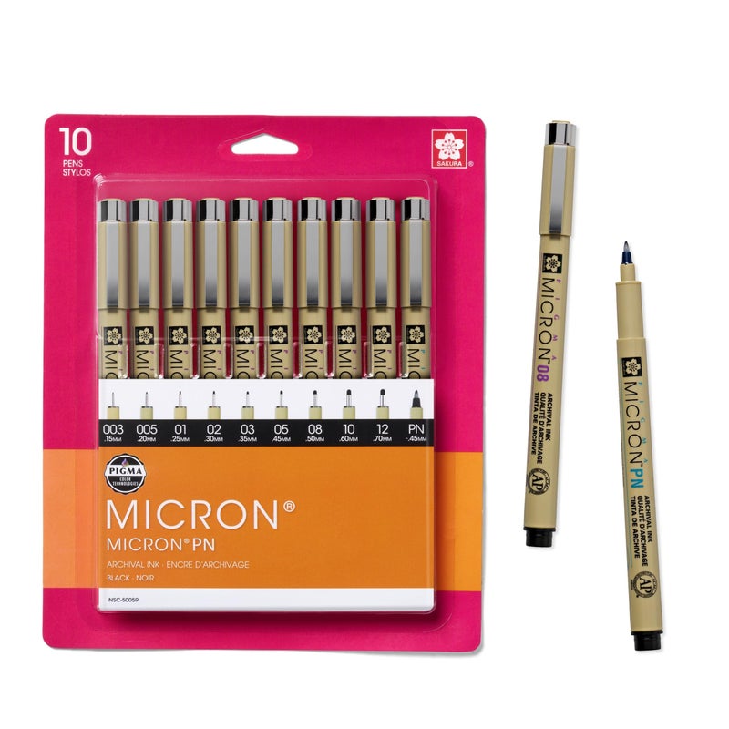SAKURA Pigma Micron Black Ink Multi-tip Set, 10 Pack - Image 1
