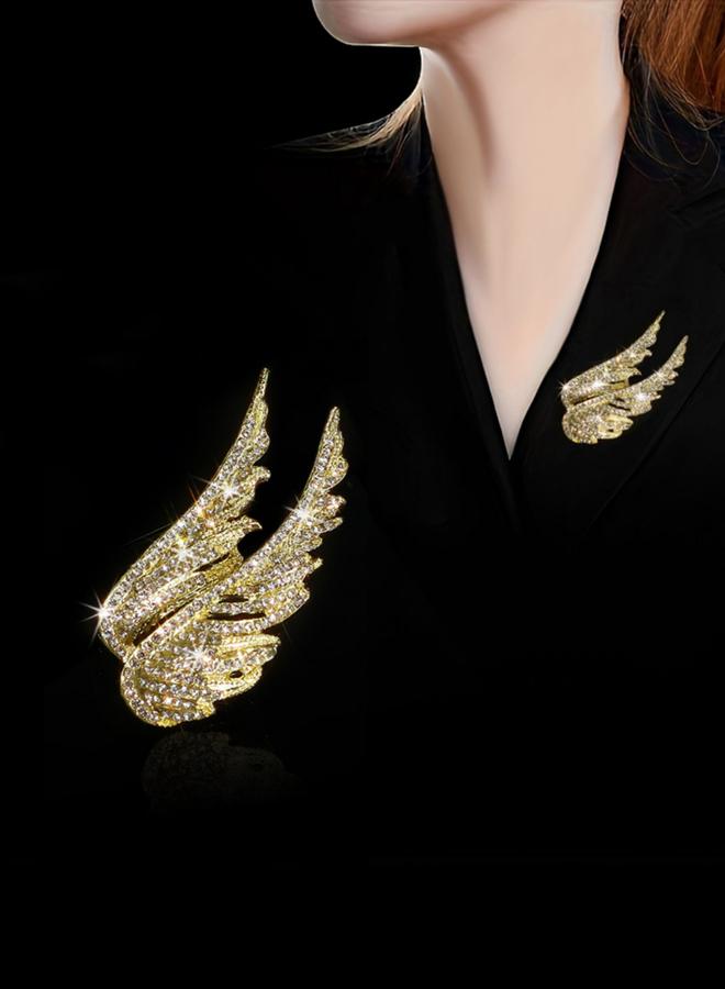 Take Two Wing Shaped Rhinestone Embellished Brooch - Image 1