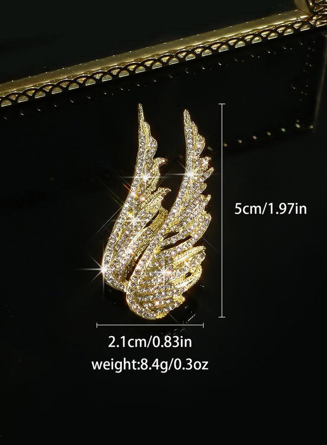 Take Two Wing Shaped Rhinestone Embellished Brooch - Image 2