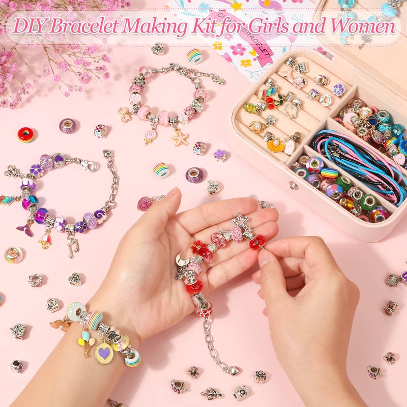 Billbotk 150Pcs Charm Bracelet Making Kit with Jewelry Box Beads for Jewelry Making Kit with DIY Crafts Gift for Bracelet Women Birthday Valentine Gifts Christmas - Image 2