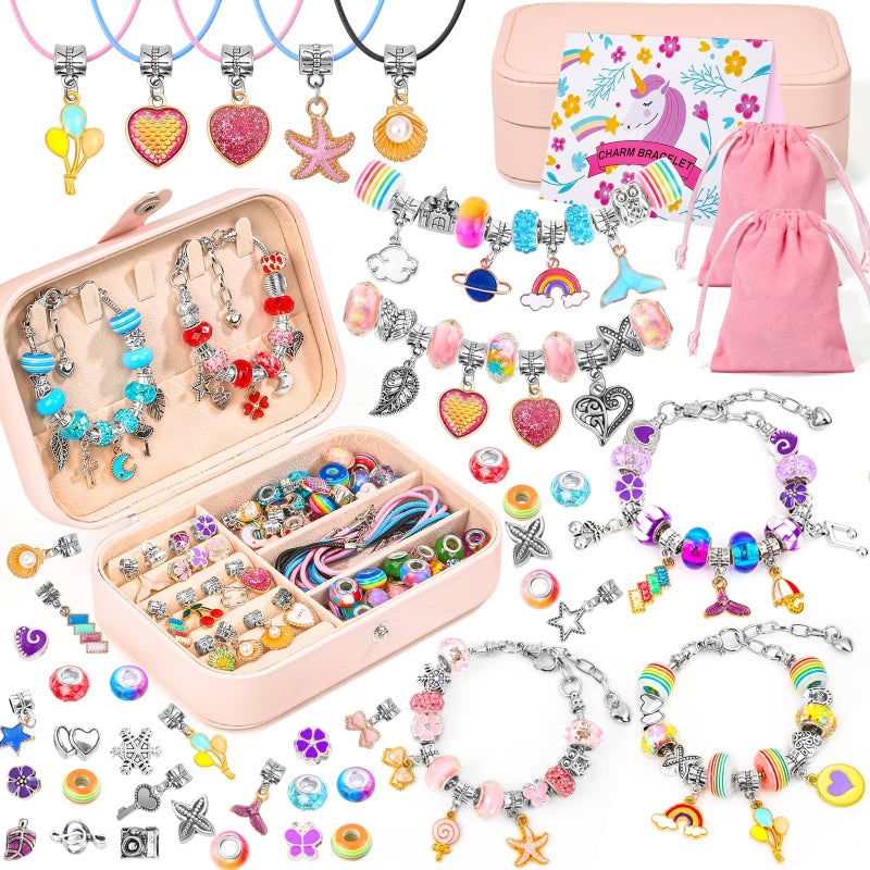 Billbotk 150Pcs Charm Bracelet Making Kit with Jewelry Box Beads for Jewelry Making Kit with DIY Crafts Gift for Bracelet Women Birthday Valentine Gifts Christmas - Image 1