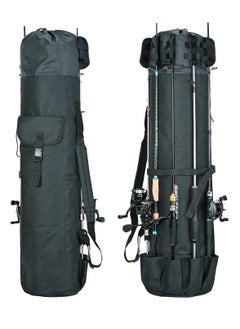 SYOSI Durable Folding Fishing Rod Bag, with Rod Holder Waterproof Fishing Pole Case Rod Bag Holds 5 Poles Tavel Case Large Capacity Organizer Fishing Gear Bag Gifts for Men(Black)  - Image 1