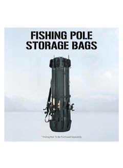 SYOSI Durable Folding Fishing Rod Bag, with Rod Holder Waterproof Fishing Pole Case Rod Bag Holds 5 Poles Tavel Case Large Capacity Organizer Fishing Gear Bag Gifts for Men(Black)  - Image 3