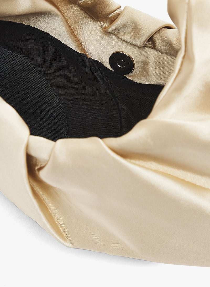 Khizana Gold Satin Pearl Handle Detailed Bag - Image 4