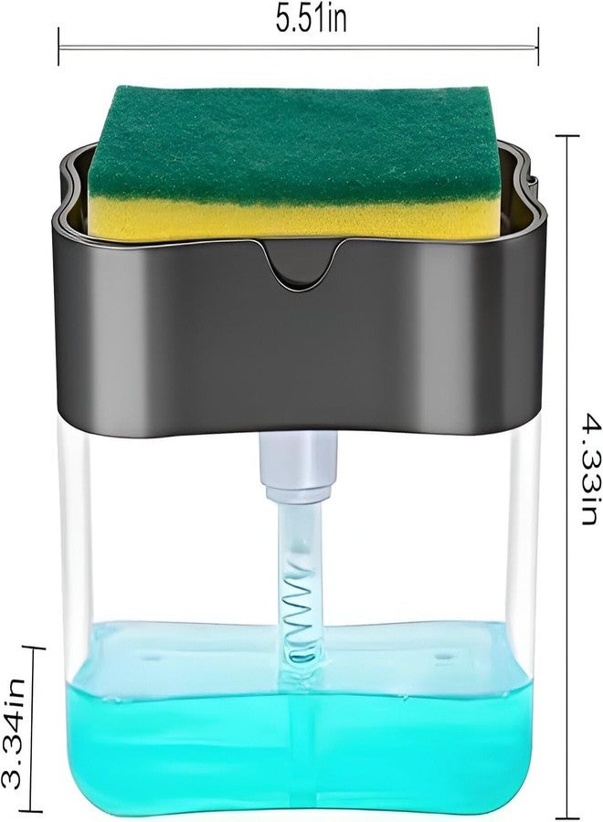 Riviox 2-in-1 Soap Dispenser with Sponge Holder – Liquid Soap Pump for Bathroom & Kitchen Sink Accessories, Dishwasher Liquid Holder & Dishwashing Soap Dispenser - Image 2
