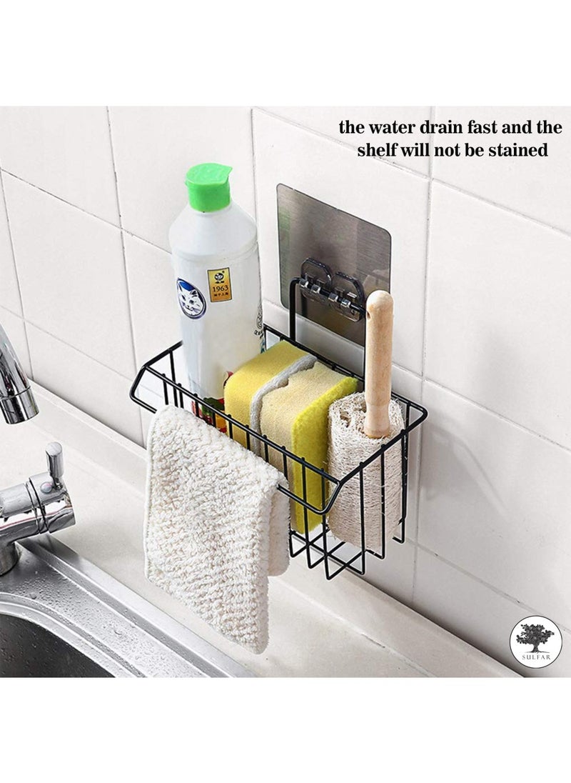 sulfar - MS Self Adhesive Multipurpose Bathroom Shelf with Toothbrush Holder, Storage Organizer, Bathroom Accessories Wall Mount (Black) - Image 1