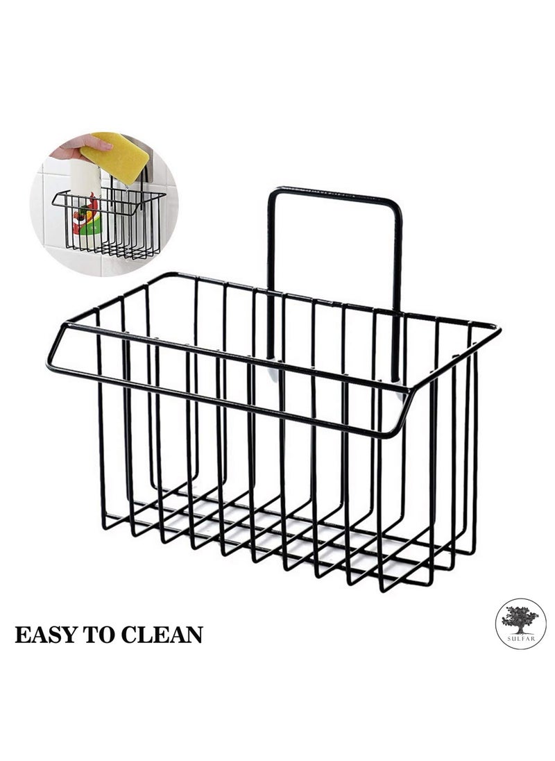 sulfar - MS Self Adhesive Multipurpose Bathroom Shelf with Toothbrush Holder, Storage Organizer, Bathroom Accessories Wall Mount (Black) - Image 1