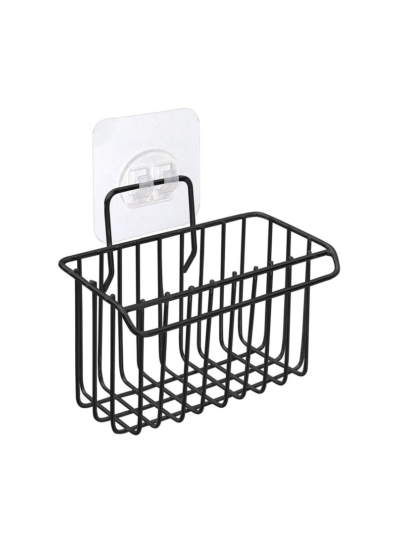 sulfar - MS Self Adhesive Multipurpose Bathroom Shelf with Toothbrush Holder, Storage Organizer, Bathroom Accessories Wall Mount (Black) - Image 1
