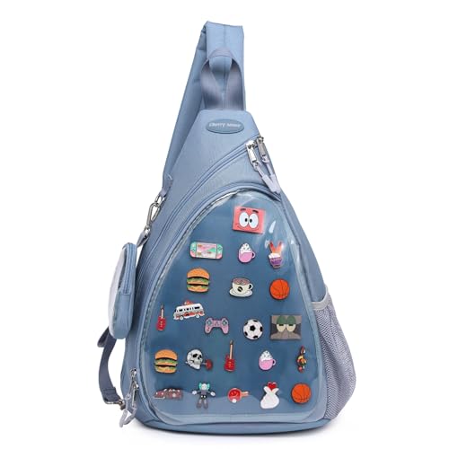 CHERRY SAUCE Oxford Ita Bag Kawaii Pin Display Chest Pack Single Shoulder Bag Sport Backpack Hiking Daypack, Medium - Image 1