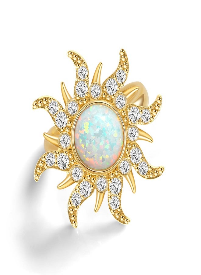 Botrinal Opal Sun Tangled Rapunzel Wedding Ring Rapunzel Princess Sunburst Jewelry Sunflower Engagement Ring Halloween Dress up Gifts For Her - Image 1