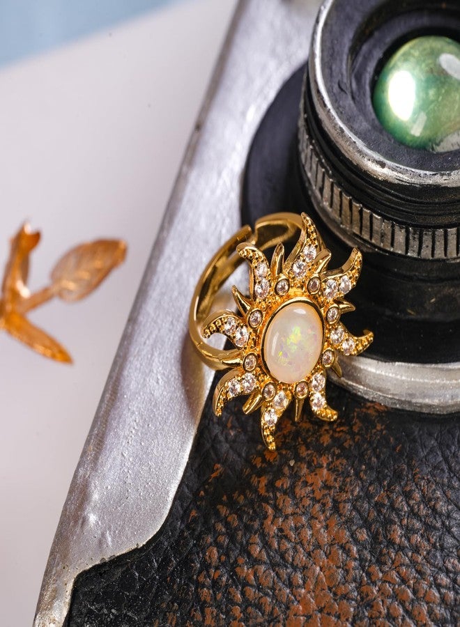 Botrinal Opal Sun Tangled Rapunzel Wedding Ring Rapunzel Princess Sunburst Jewelry Sunflower Engagement Ring Halloween Dress up Gifts For Her - Image 5