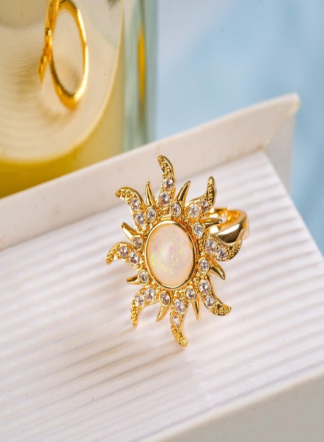 Botrinal Opal Sun Tangled Rapunzel Wedding Ring Rapunzel Princess Sunburst Jewelry Sunflower Engagement Ring Halloween Dress up Gifts For Her - Image 4