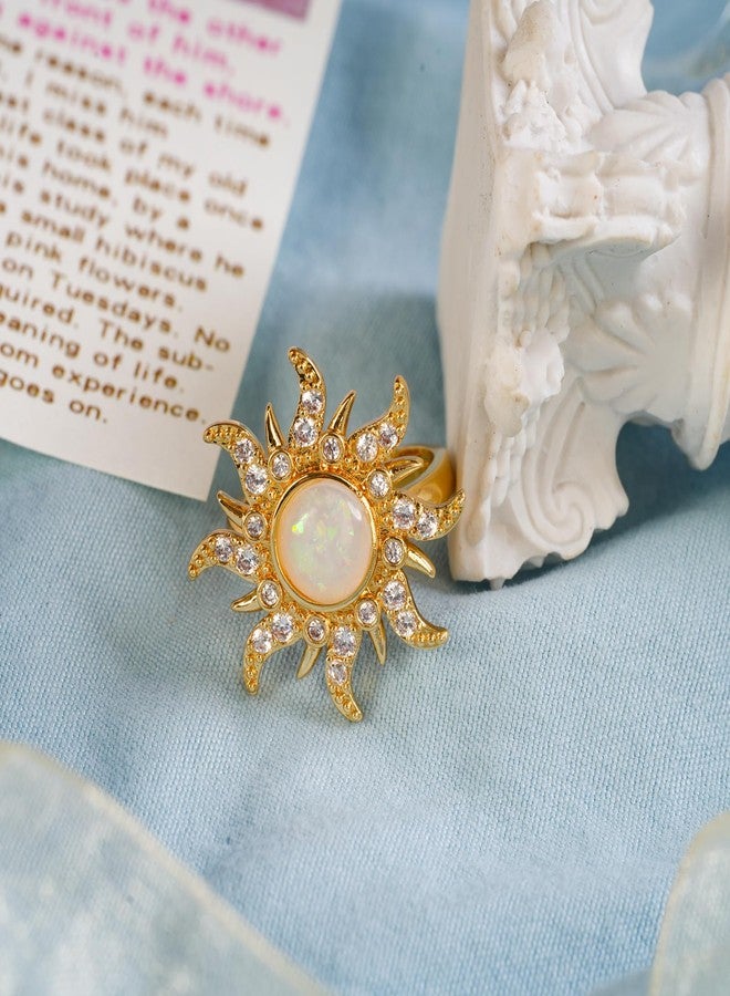 Botrinal Opal Sun Tangled Rapunzel Wedding Ring Rapunzel Princess Sunburst Jewelry Sunflower Engagement Ring Halloween Dress up Gifts For Her - Image 3