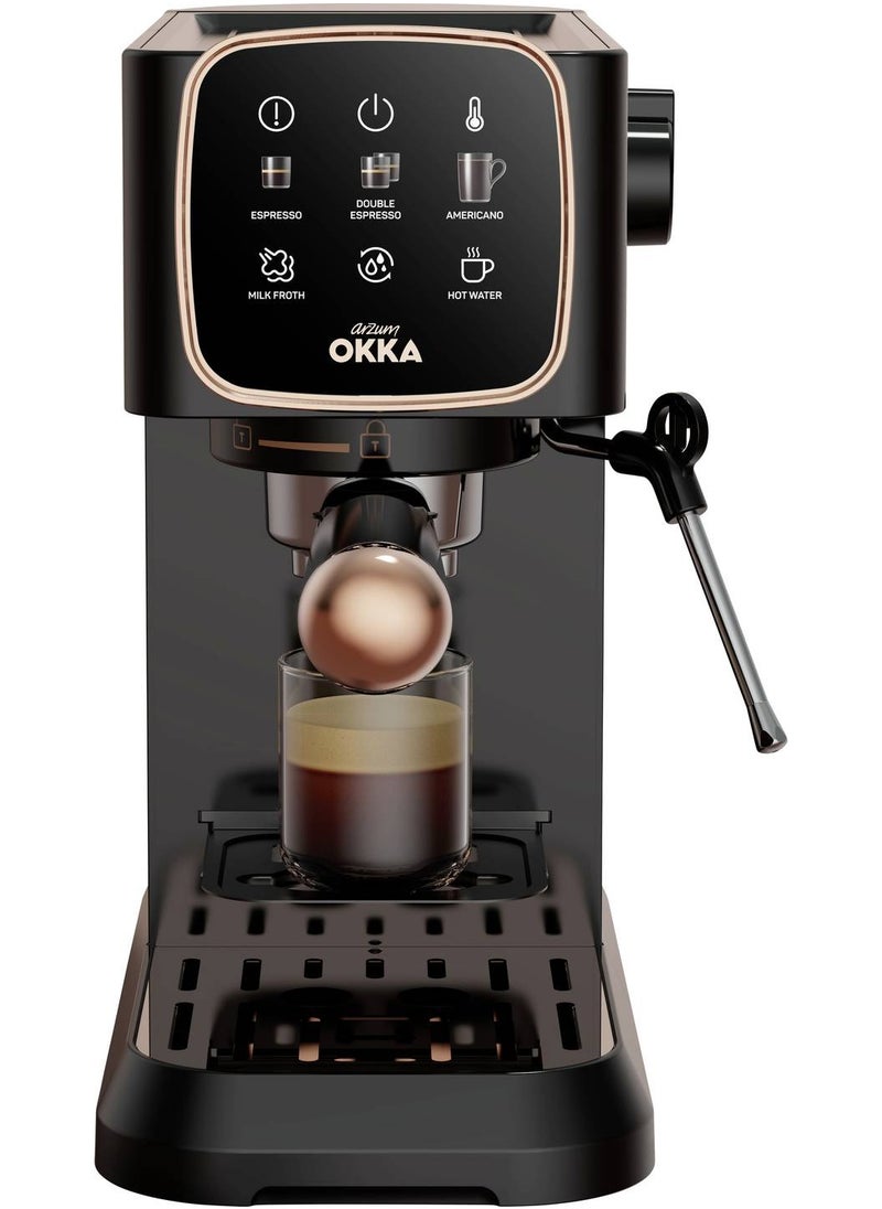 arzum okka Solo Semi Automatic Espresso Machine - OK0034-0400 - Black*Copper  - Image 1