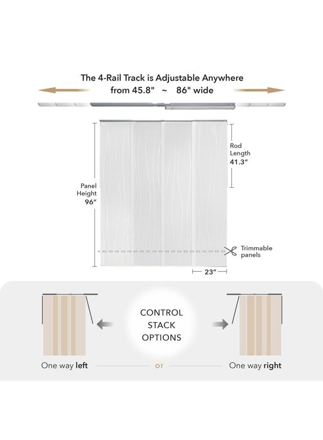 GoDear Design Deluxe Adjustable Sliding Panel Track Blind 45.8"- 86" W x 96" H, Extendable 4-Rail Track, White Trimmable Fabric, Semi-Privacy, Catch Me - Image 5